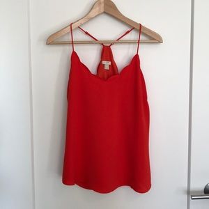 J Crew Factory Fire Red Scalloped Cami